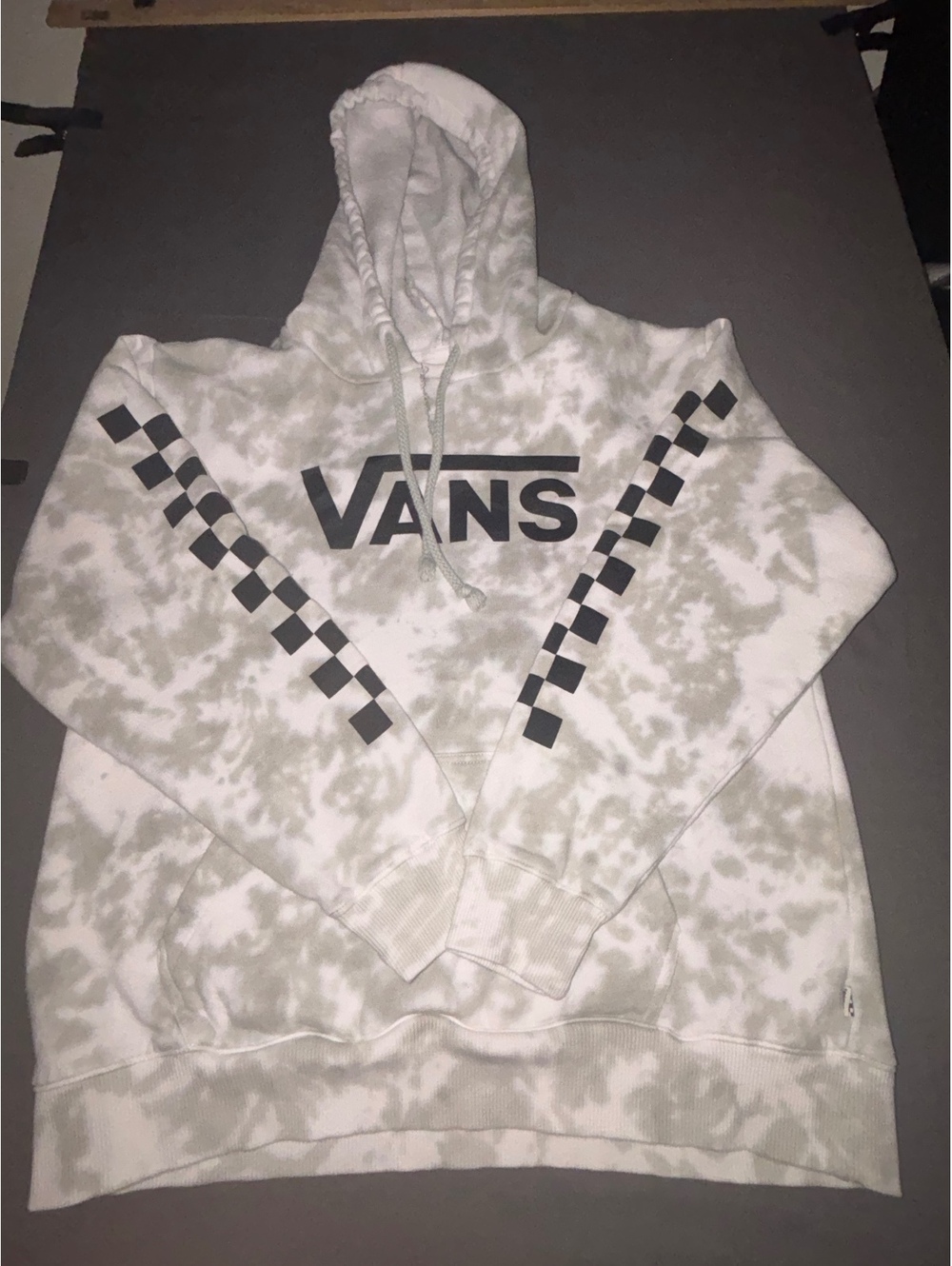 Vans Tie Dye Checkerboard Pullover Hoodie Gray White Size M